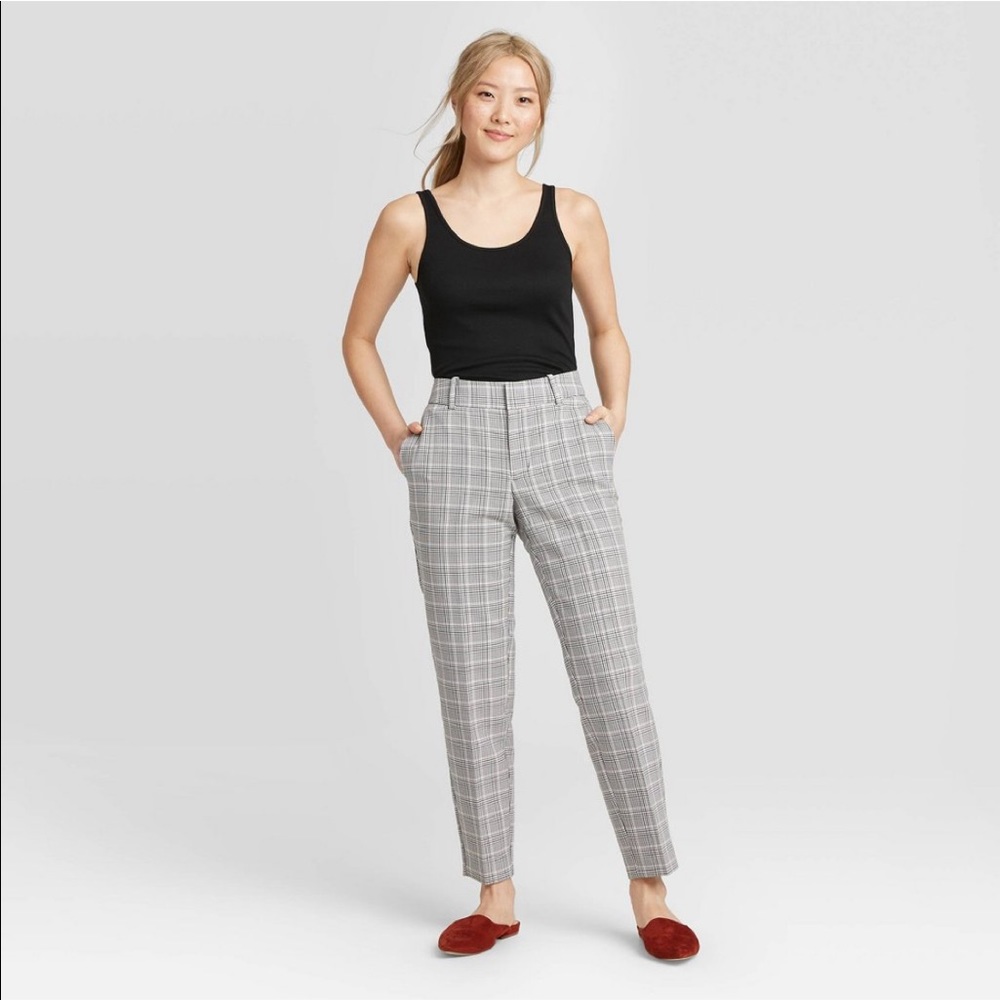 A new day plaid mid rise fall pants gray size 10